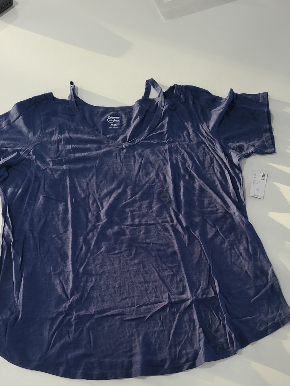 Avenue Navy V-Neck Short Sleeve Tee